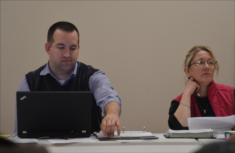 Town Administrator Jon Duke and Wendy Pelletier. (Photo by Lynda Clancy)