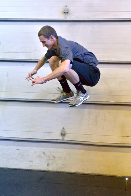 Drew Townsend shows some serious ups during warm ups prior to the Throwdown. (Photo by Ron Hawkes)