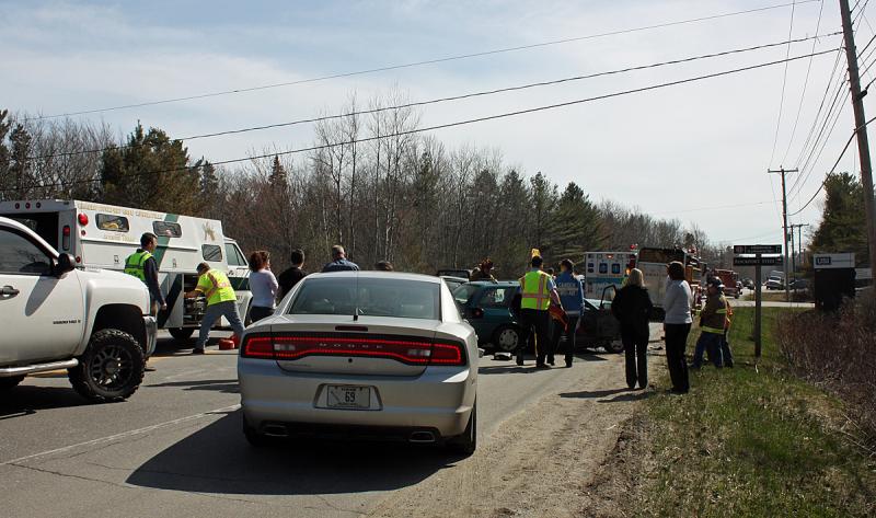 Monday afternoon's accident occured around 461 Commercial Street (Route 1) in Rockport. (Photo by Holly S. Edwards)