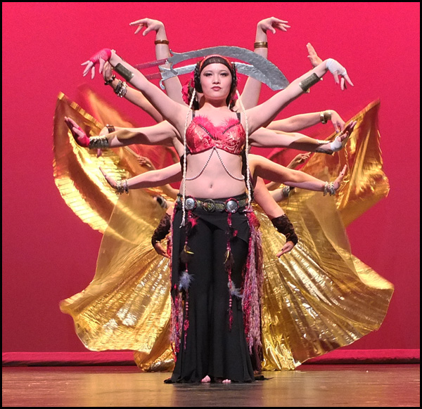 A tribal fusion belly dance performance by Nathifa Shakti and Bellyton to 'Roustabout' by Beats Antique. (Photo by Chris Wolf)