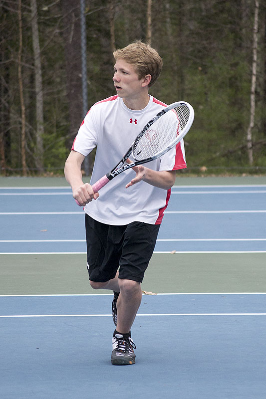 Camden Hills Josh Pitcairn in action during his double match. (Photo Courtesy of Dwight Pitcairn)