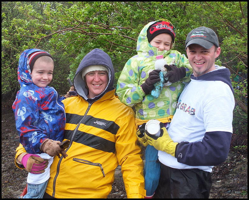 Rockland Mayor Will Clayton's family all turned out to help. Left to righ: Noah, Christine, Sophia, Mayor Clayton.