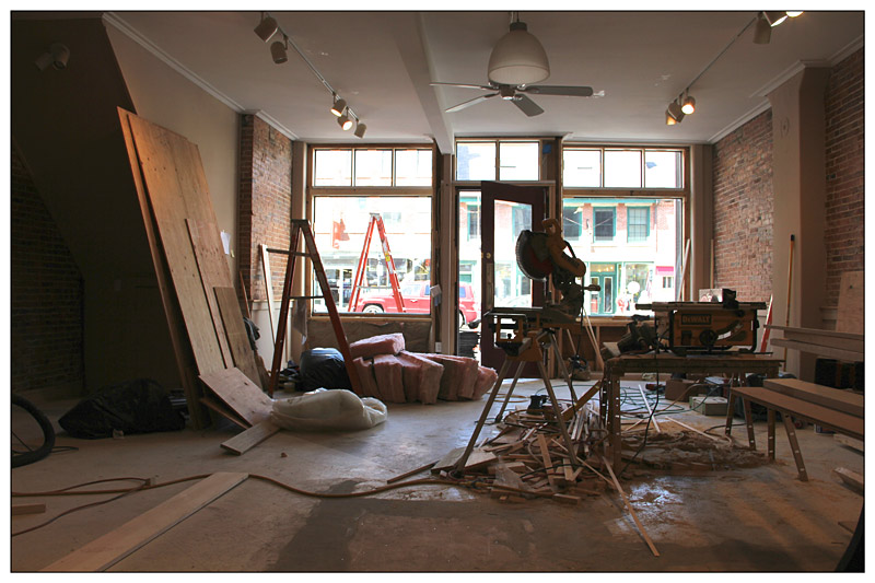 The soon-to-be home of Vinolio, a business specializing in wine, olive oil, vinegar and other makings of a fine meal is in the midst of a major overhaul in preparation to open early this summer. (Photo by Wes Sterrs)