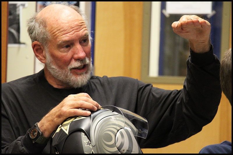 Jack Churchhill demonstrates a technique for film students. (Photo courtesy of CHRHS)