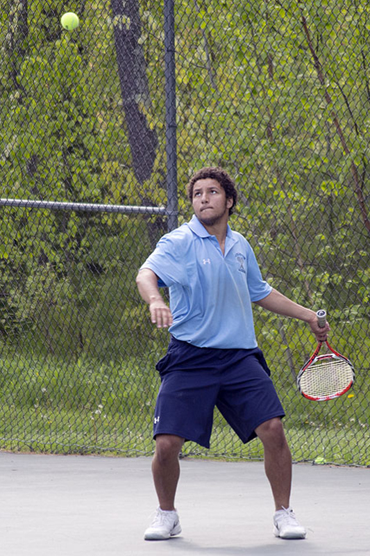 Oceanside's Henry Berry in action during the No. 2 singles match. (Photo Courtesy of Dwight Pitcairn)