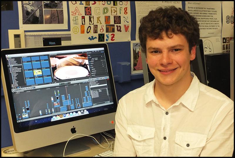 Eddie McCluskey, a senior at Camden hills Regional High School, works to finish his film project in hopes it gets into the school's Seventh Annual Film Festival.