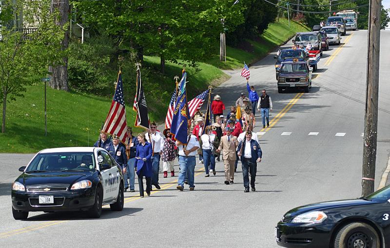 Belfast's Memorial Day parade descends Main Street May 27. (Photo by Erica Thoms)