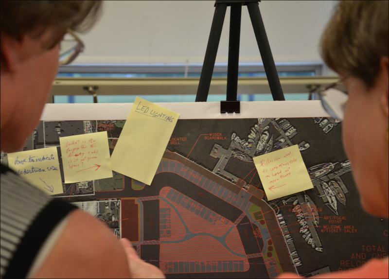 Looking at the redesigned Camden Public Landing (Photo by Lynda Clancy)