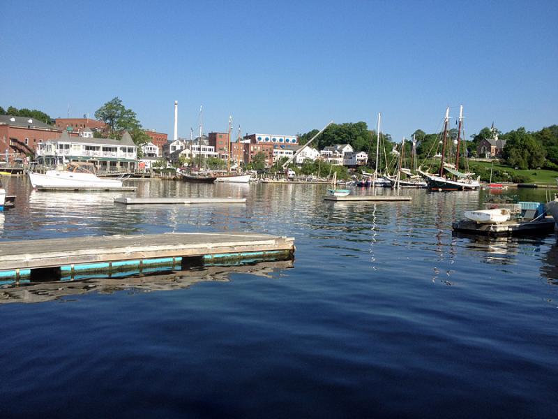 All in all, the report from Camden Harbor is that its quieter so far than last year, with less visiting boats so far too. (Photo by Steve Pixley)