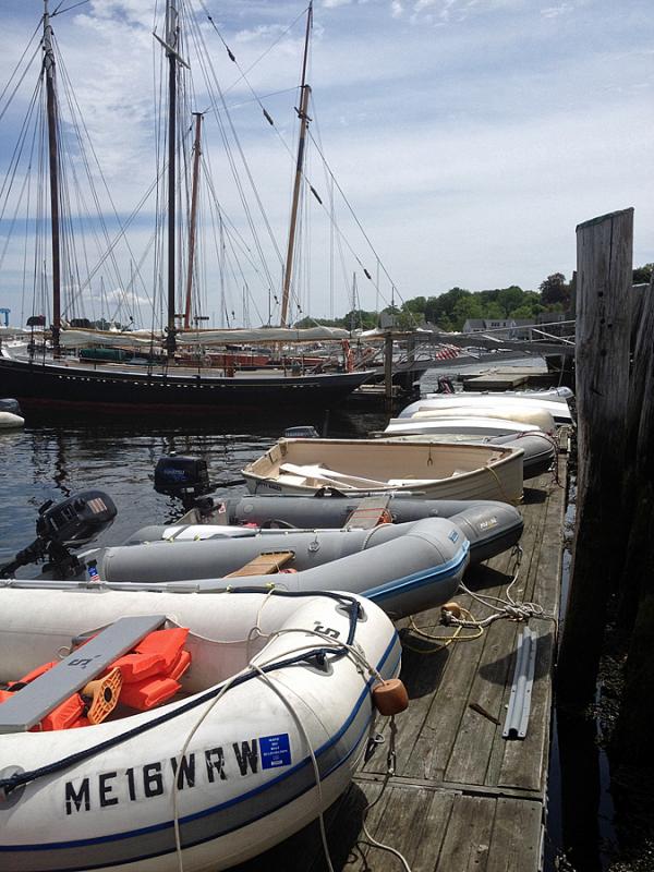 Finally, the dinghies are beginning to show up in Camden Harbor. (Photo by Steve Pixley)