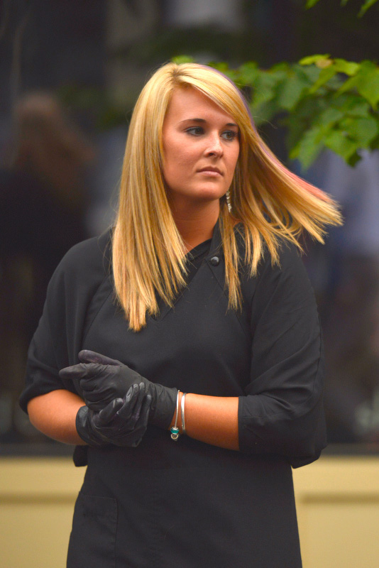 Kylie Carlsen was helping out at Sango where sshe will be starting work at the end of July. (Photo by Ron Hawkes)