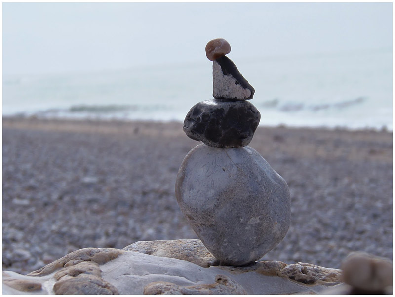 "I practiced the zen exercise of balancing stones in ways that challenge gravity, while André, my host father, practiced the slightly less zen exercise of launching pebbles at my delicate constructions." (Photo by Ari Snider)