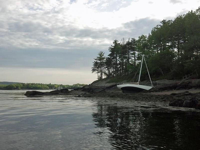 Ben Cashen at Wayfarer Marine posted this photo of the beached 'Providence' on his Facebook page around 7:45 a.m. Thursday. (Courtesy Ben Cashen)