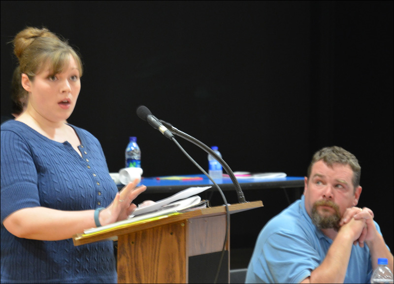 Hope Tax Collector Rosanna Bowman reports results from the June 11 polls. (Photo by Lynda Clancy)