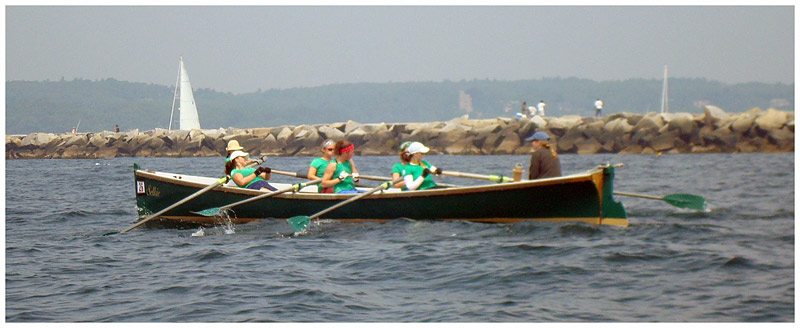 Selkie passes the breakwater during the Blackburn Challenge in Gloucester Mass., July 20. (Photo courtesy of Come Boating!)
