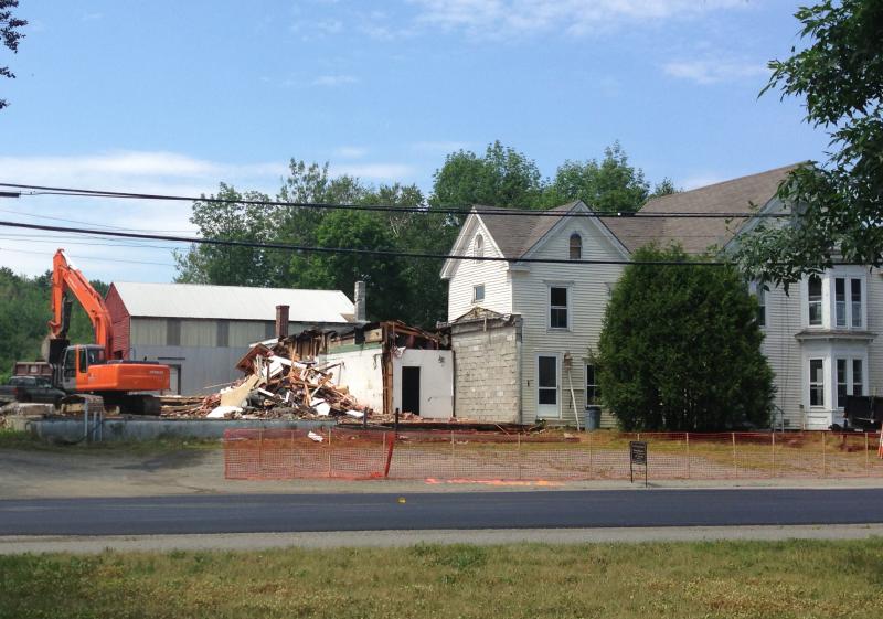 The workshop at 321 Commercial Street (Route 1 near the intersection of Pascal Ave. was torn down to make way for a new building to house a Crossfit training facility. (Photo by Lynda Clancy)