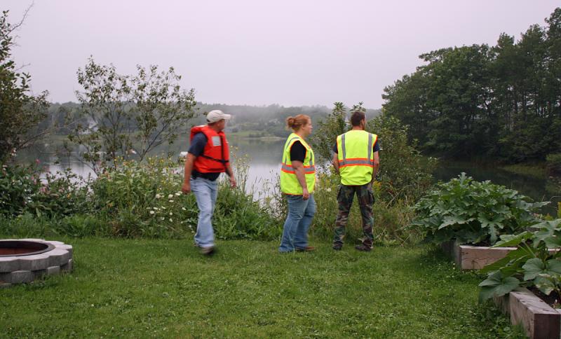 Training begins with a call about three boaters in the Weskeag River, and then it's time find them. (Photo by Holly S. Edwards)