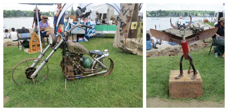 Recycled metal sculptures by Chris Maserychik. (Photo by Erica Thoms)