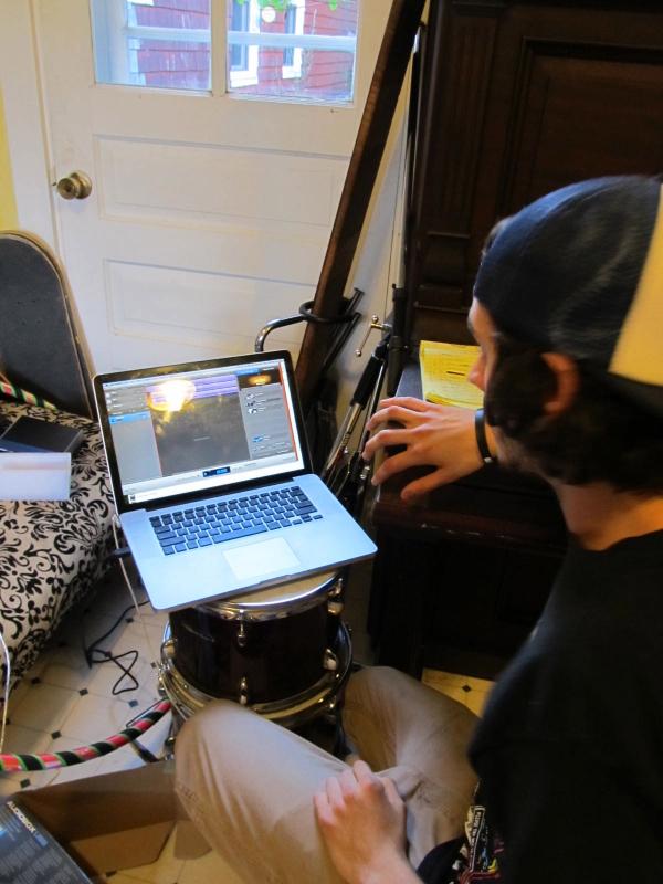 Sterrs showing the various tracks made on a Mac and Garage Band for the new album. (Photo by Kay Stephens)