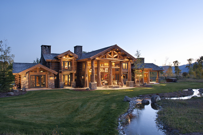 A luxury log cabin home that could very well be his character, Elizabeth Morse’s. (Courtesy WSJ.com)