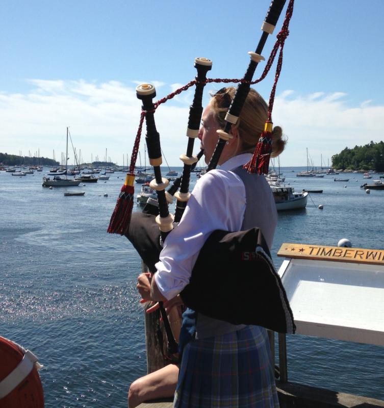 Bagpipes preceded the start of the race. (Photo by Beth Davis)