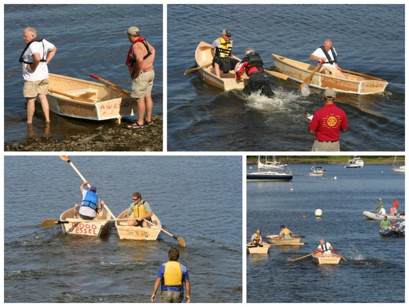 Competitors take off at the start of the relay race.