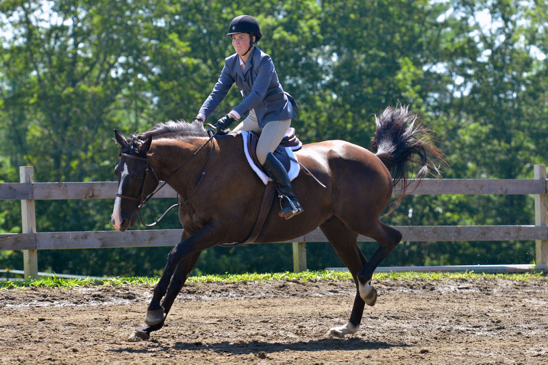 Katherine Orne riding in a competition at the Stonewall Stables in Nobleboro Saturday. (Photo by Ron Hawkes)