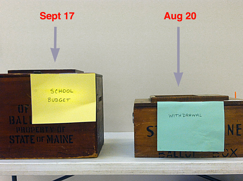 Belfast voters will weigh in on Aug. 20 on withdrawing from Regional School Unit 20. The district will hold a public forum in the city on the same day seeking direction on the 2013-14 budget, with a second forum to be held in Searsport Aug. 21 and a final vote set for Sept. 17. (Photo illustration by Ethan Andrews)