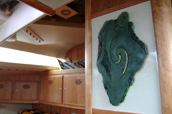 A reminder of Stanley Paris's home in New Zealand adorns the cabin. (Photo by Shlomit Auciello)