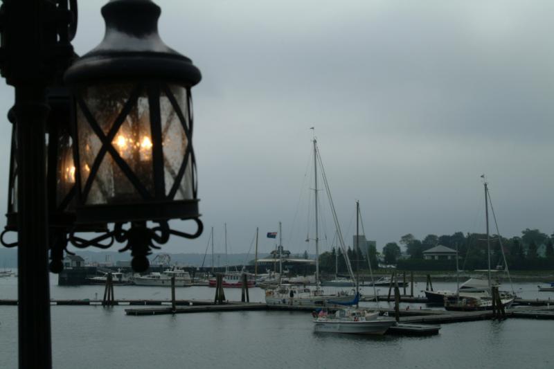 At midday, heavy overcast and predictions of a major thunder storm keep Victoria tied to the Rockland Public Landing. (Photo: Shlomit Auciello)