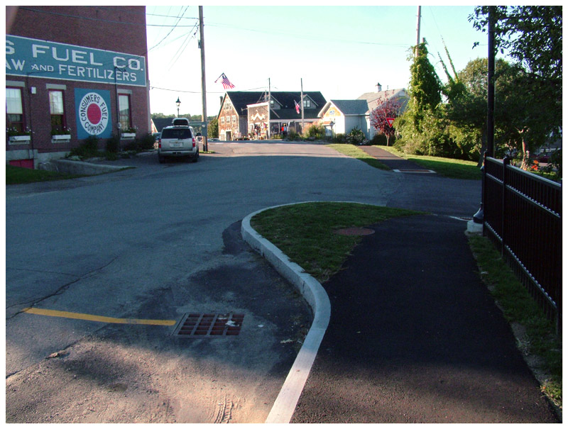 Nodes with granite curbs were questioned as potential obstacles to plowing. (Photo by Ethan Andrews)