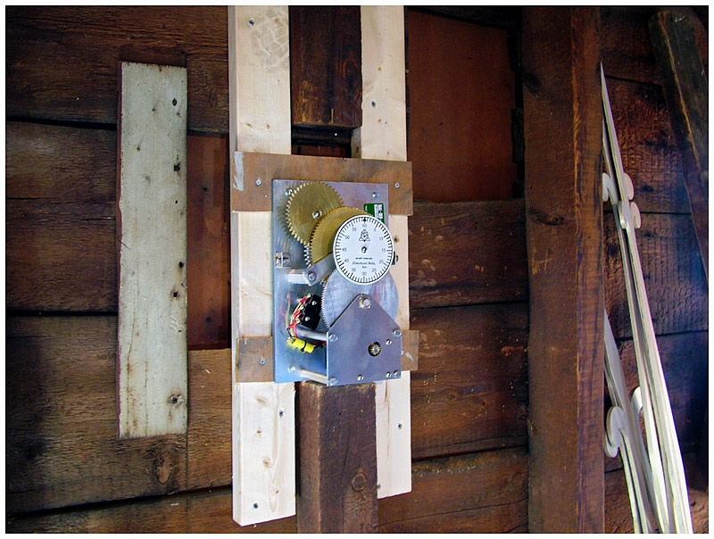 The new clockwork systems recently installed at First Church features GPS synchronization and programmable bell striking. (Photo by Ethan Andrews)