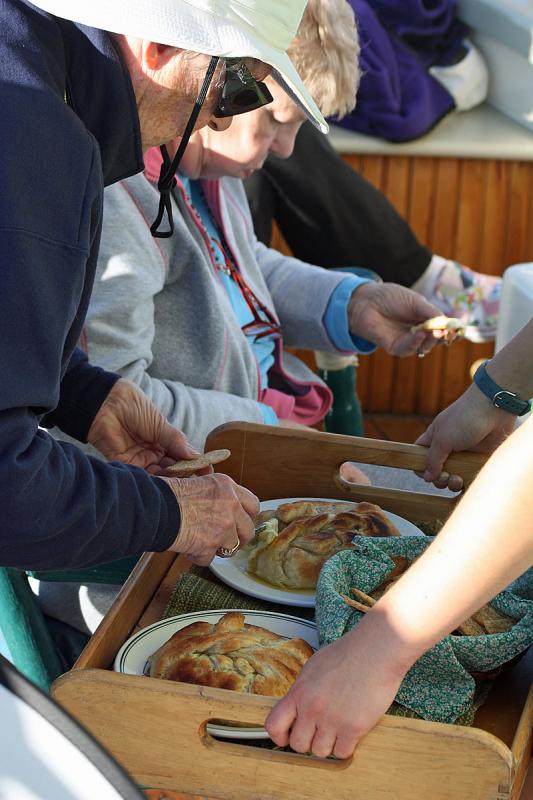 Two kinds of baked brie, savory and sweet, for afternoon sailing rations. (Photo by Holly S. Edwards)