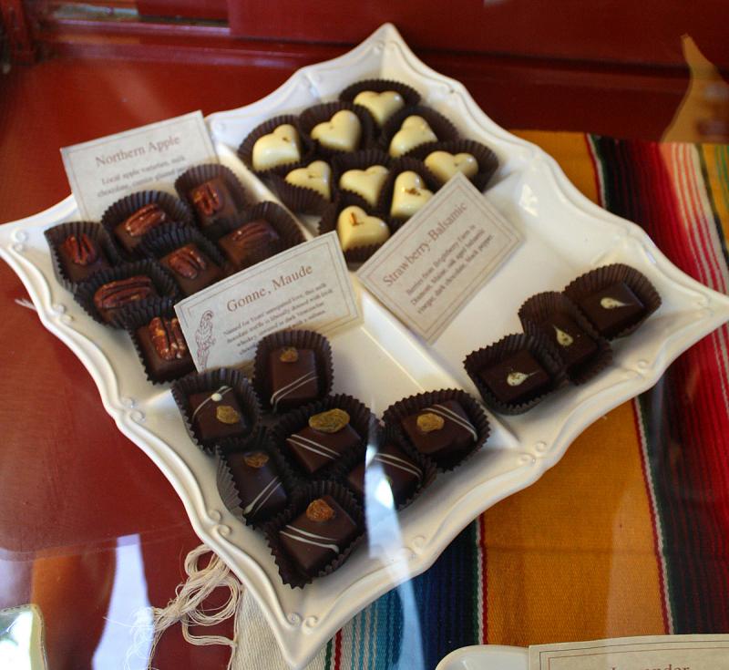 Black Dinah chocolates on display in their store/cafe on Isle Au Haut. (Photo by Holly S. Edwards)