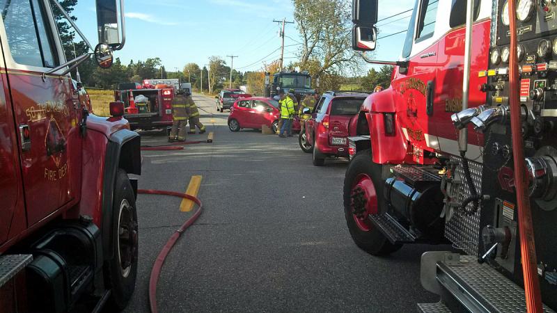 It took work with extrication equipment for South Thomaston emergency responders to get Audrey McClure out of her crumpled car so she could be transported to the hospital and treated for her injuries. (Courtesy South Thomaston Fire Department)