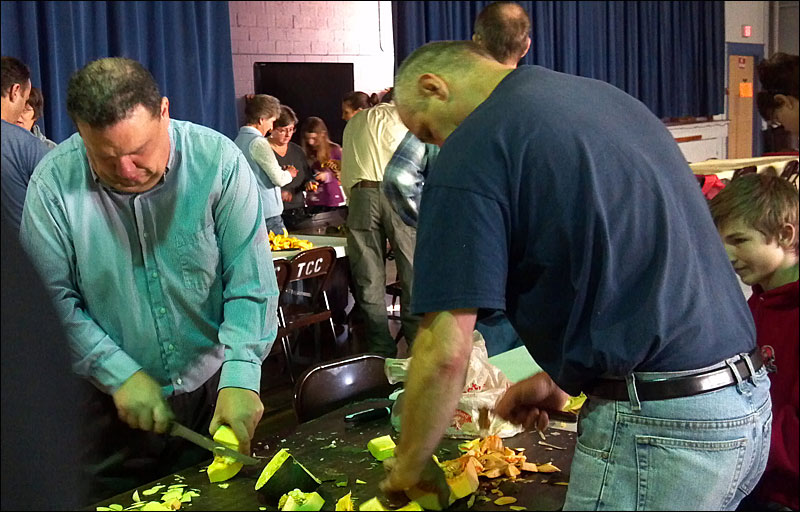 Prep work on vegetables begins in earnest. (Courtesy Bill Packard)
