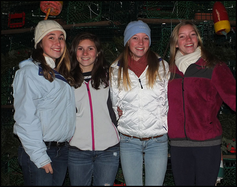 Four students from Oceanside West got dad's permission to get their picture taken. From left, Casey Benner, Haylie Witham, Jillian Brooks and Kelsey Brooks. (Photo by Chris Wolf)