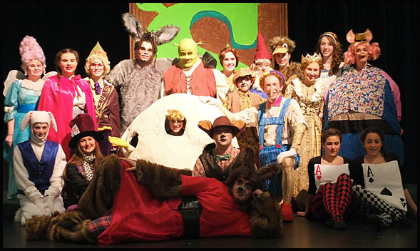 A partial cast of Shrek the Musical.