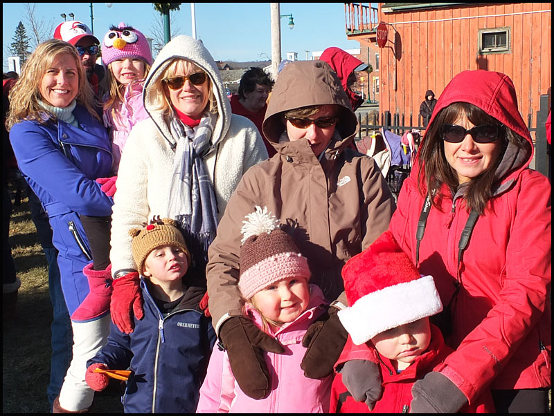 First in line to see Santa Friday afternoon, front to back, Kasey Garrison and Brayden, Krisite Garrison and Maddie, Celia knight and Phinn Shannon Kinney and Rachel Kinney. (Photo by Chris Wolf)