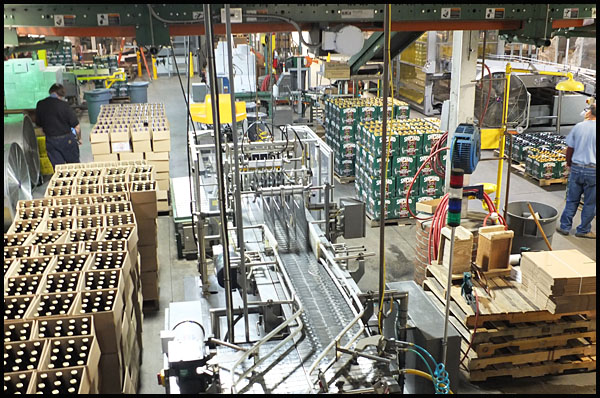 Mint Chocolate beer bottling and labeling. (Photo by Chris Wolf)