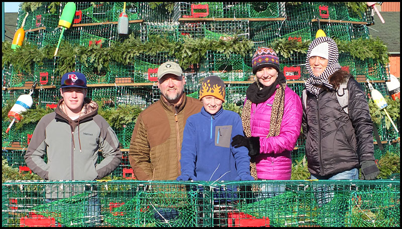 From left, Bradley, Chris, Blake, Lisa and Wendy Walling of Austin, Texas. Wendy’s son is in the Coast Guard, stationed in Rockland. The family traveled from Texas to spend Thanksgiving with him. ‘We love it here,’ said Chris. ‘This is our second time back. We came during Lobster Festival.’ (Photo by Chris Wolf)