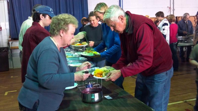 Over the past four years, more than 100 people have attended Bill and Kathy Packard’s free community Thanksgiving Dinner at Thompson Community Center in Union. Dinner is served at 1 p.m. and the Packards hope more will show up this year, as their son Jesse and his family will finally be in town to share the meal too, along with some fellow sailors from Jesse’s ship. (Courtesy Bill Packard)
