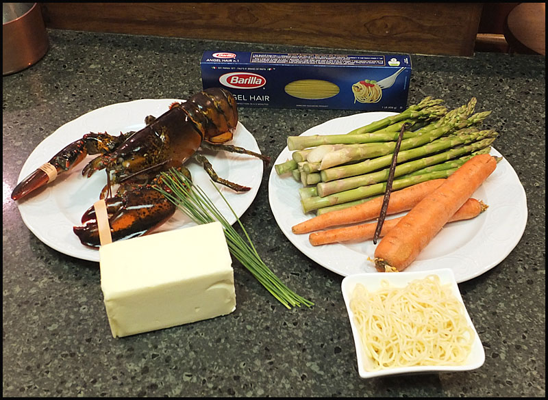 Ingredients for Lobster and Vanilla Beurre Blanc Sauce dish. (Photo by Chris Wolf)
