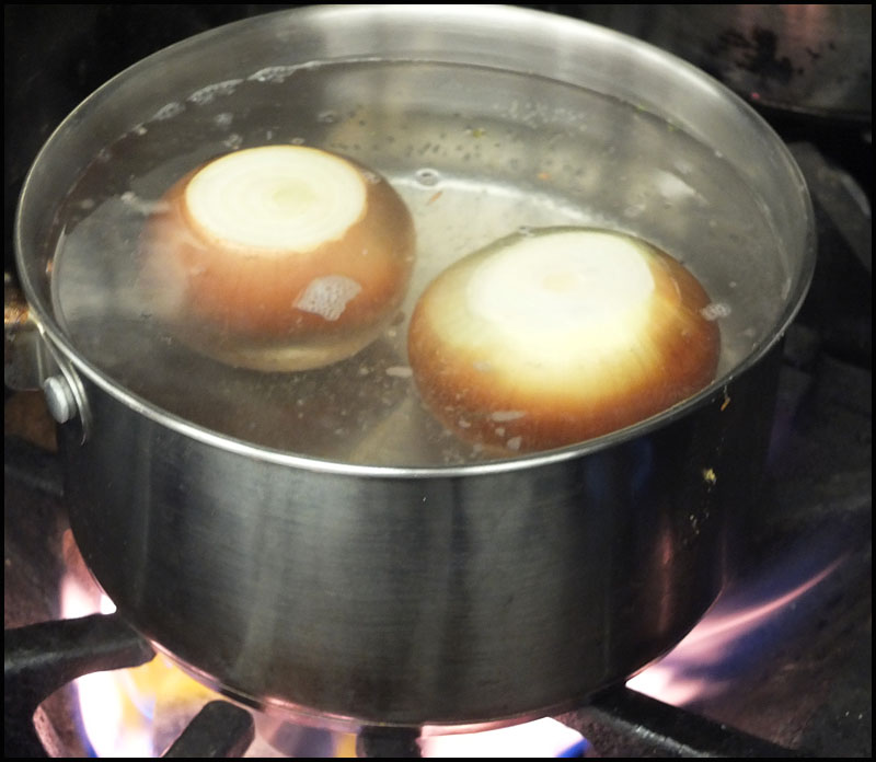 Boil onions with skin on for 45 minutes to an hour. (Photo by Chris Wolf)