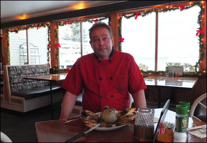 Whale’s Tooth Pub chef H. Sean Griffin with his Balsamic Onion dish. (Photo by Chris Wolf)