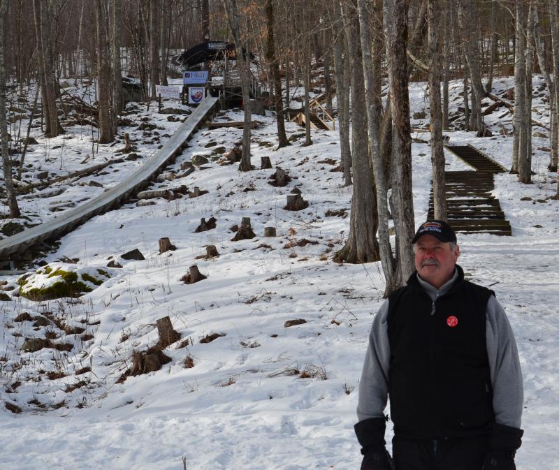 Chute master Stuart Young is ready for the weekend to begin. (Photo by Lynda Clancy)