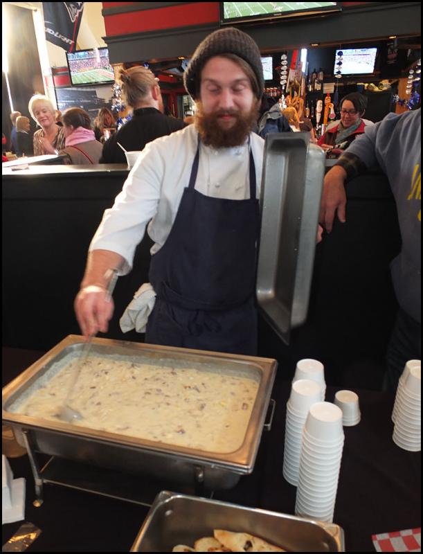 Max Miller, of the Landings Restaurant, said the secret to good chowder was good bacon and fresh fish. Slow cooking was also another secret to making it right. (Photo by Chris Wolf)