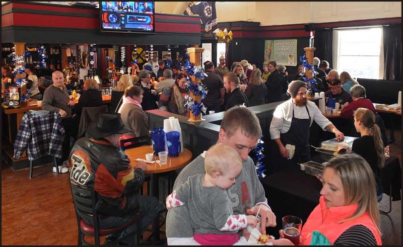 A large crowd fills Trackside Jan. 5 for the third annual Rockland Fire Department Chili Chowder Challenge. (Photo by Chris Wolf)