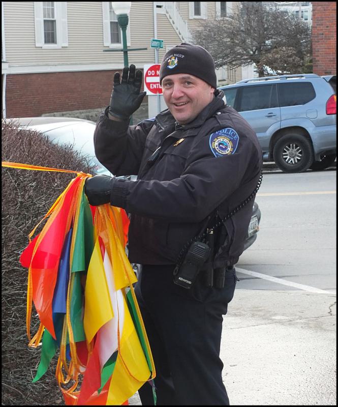 Camden Chief of Police Randy Gagne joins in the fun at Winterfest Saturday. (Photo by Chris Wolf)