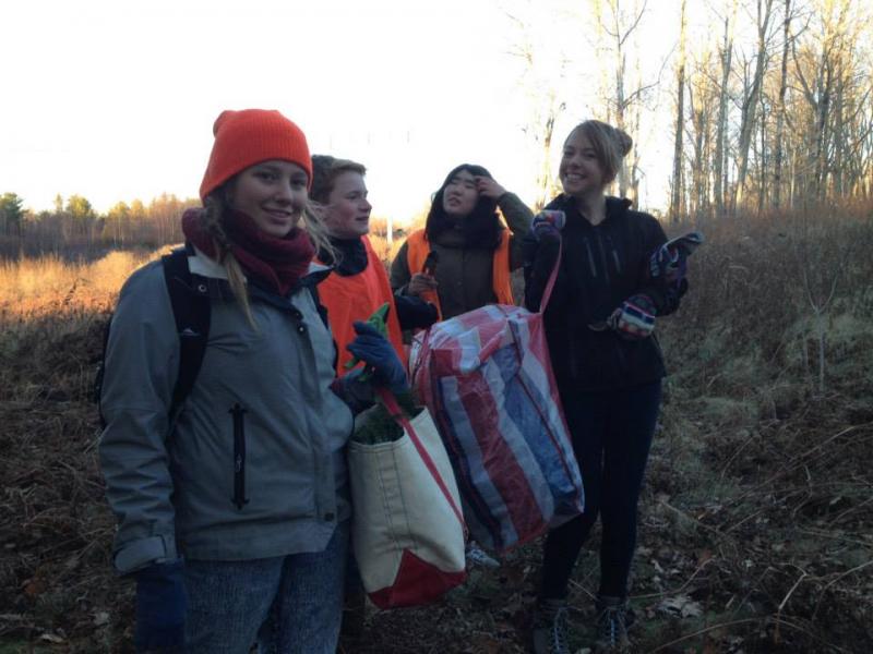 Members of Watershed High School’s LEF chapter gather material for a wreath sale.